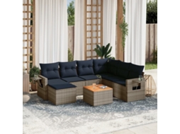 Vidaxl Conjunto De Sofá De Jardim Com 8 Peças E Almofadas Em Rattan Sintético Cinza