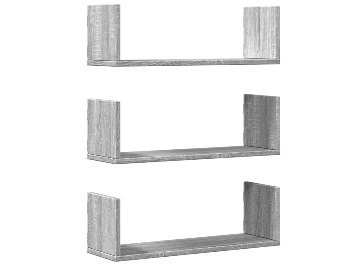Conjunto de 3 Prateleiras de Parede Deriv. Madeira Cinzento Sonoma MAISON EXCLUSIVE