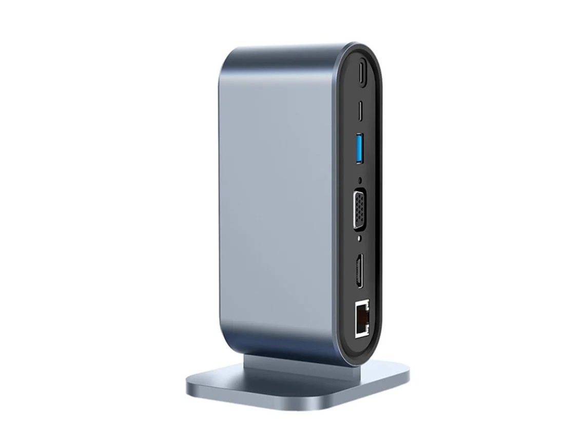 Estação de encaixe USB C 12 em 1 para laptop para Mac/Surface/Legion Go Dock com VGA HDMI 4K 100 Mbps Ethernet 3 X USB A 3.0 E Yizhood