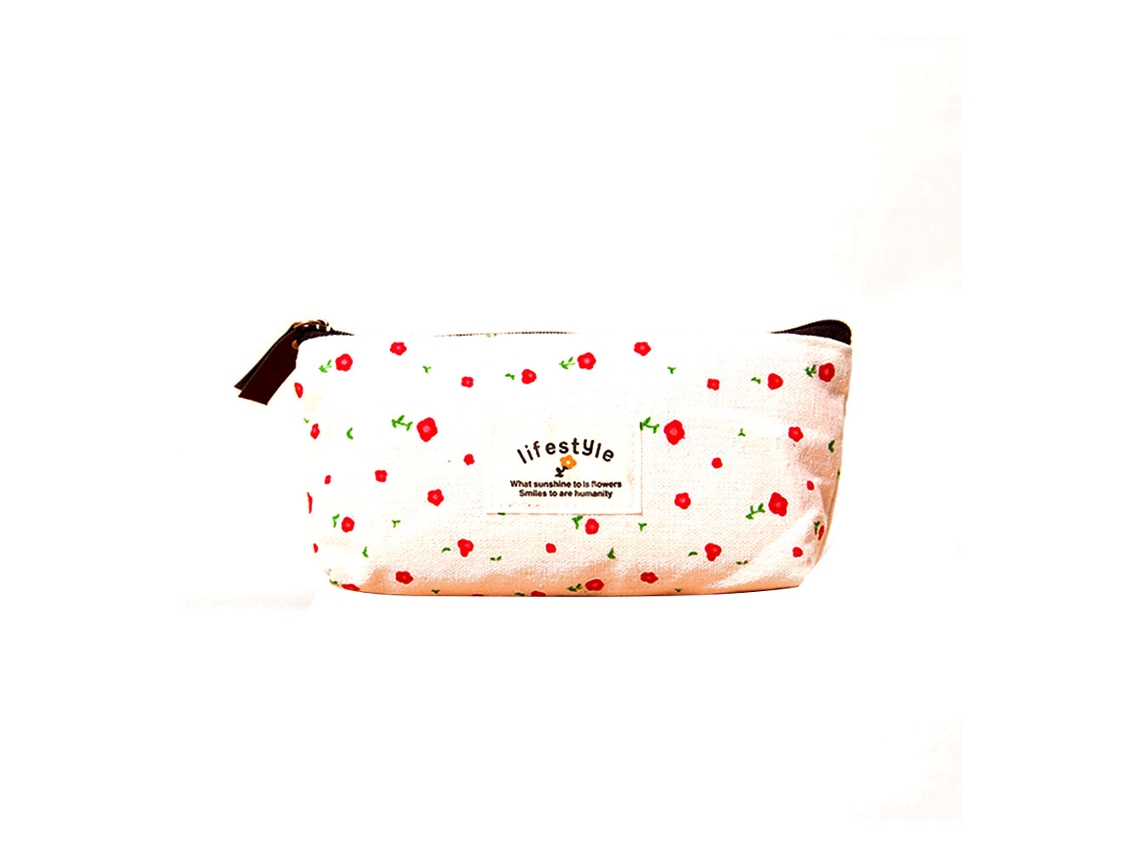 Estuche De Lápices Sweet Flower De Tela Multifuncional Para Estuche De Bolígrafos (beige)