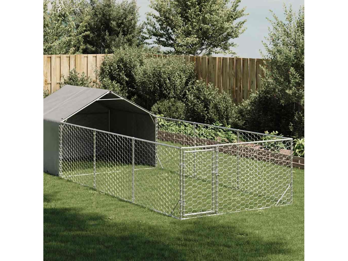 Vidaxl Canil Exterior Com Corredor 6x2x1,5 M Aço Galvanizado