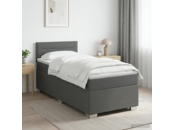 Vidaxl Cama Box Spring Com Colchão E Led Cinzento-escuro Individual
