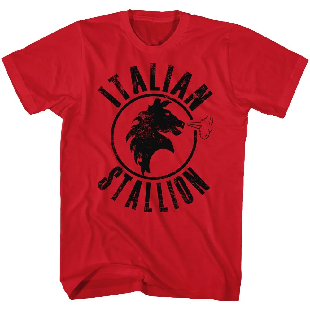 Rockinstone Rocky Movie Red Stallion Solid Red Adult T-shirt Size:s