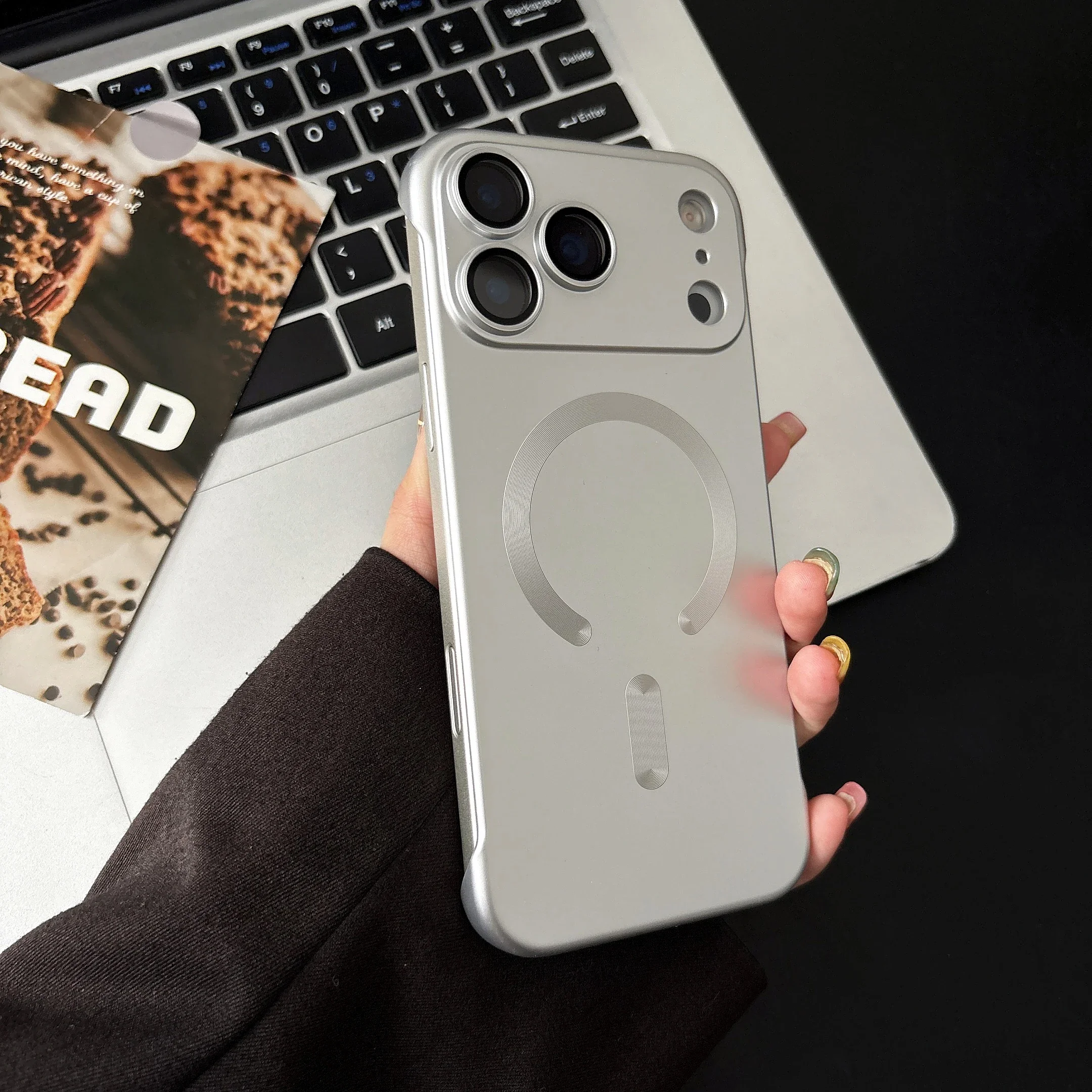 (iphone 16, Prateado) Capa Protetora Magnética Ultrafina Para Iphone, Compatível Com Carregamento Magsafe.