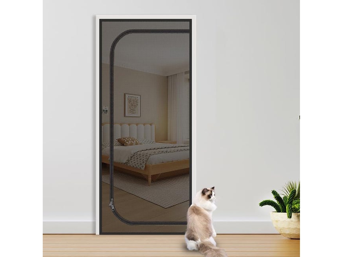 Cortina De Malha Para Varandas, Ideal Para Controlar O Acesso De Animais De Estimação, 85x210cm, Preta.