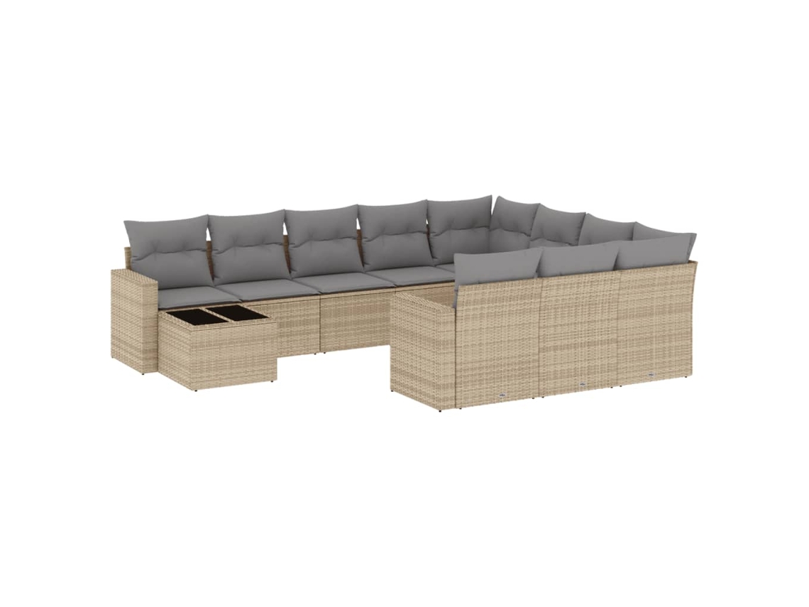 Maison Exclusive - 11 Pcs Conjunto Sofás De Jardim C/ Almofadões Vime Pe Bege