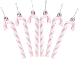 Pacote Com 6 Bastões De Doces Brilhantes De 13 Cm Da Christmas Concepts, Enfeites Para Árvore De Natal Rosa SUNNY SPACES