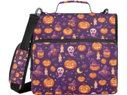 Pasta Organizadora De Halloween Com Estampa Abóbora E Bruxa, Alça De Ombro E Mão, Impermeável, 3, 8cm 1, 5 Polegadas