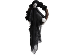 Coroa de Halloween com fantasmas, porta e parede | S/MARCA