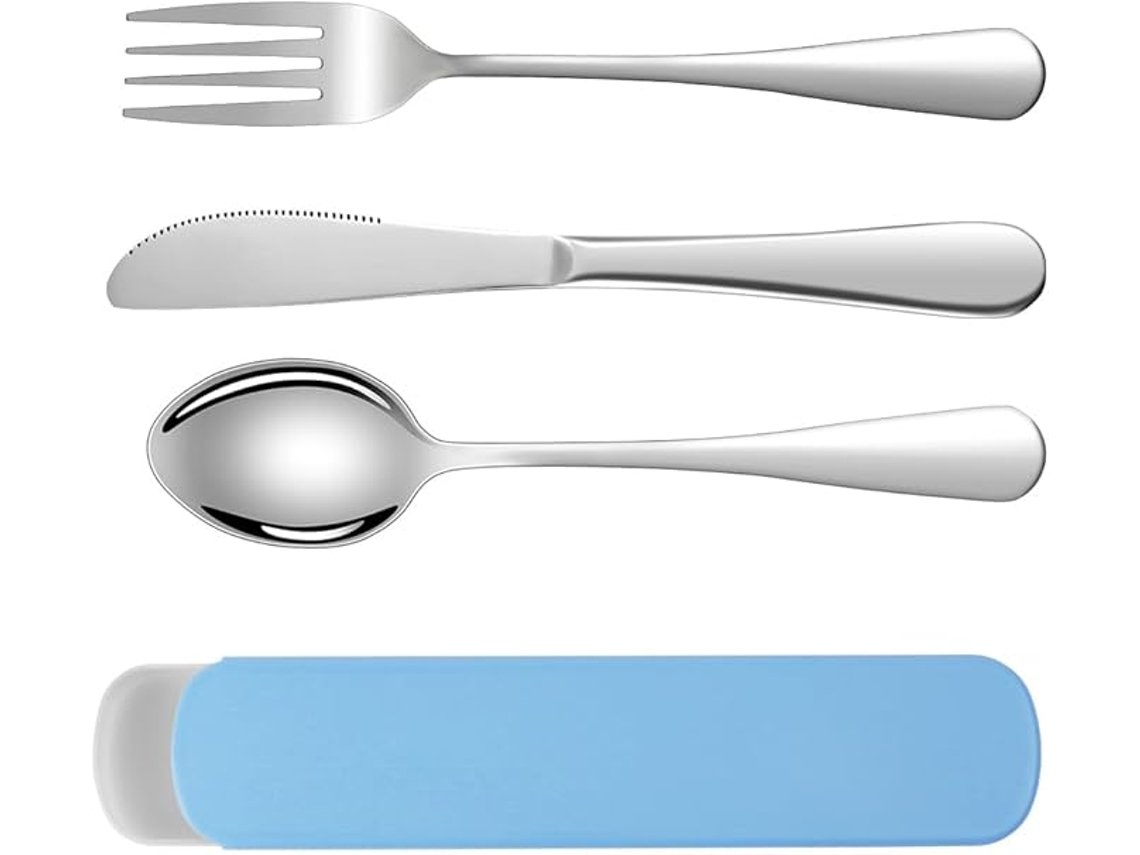 Talheres de Camping Aço Inox com Caixa Azul ZYBLSSBB