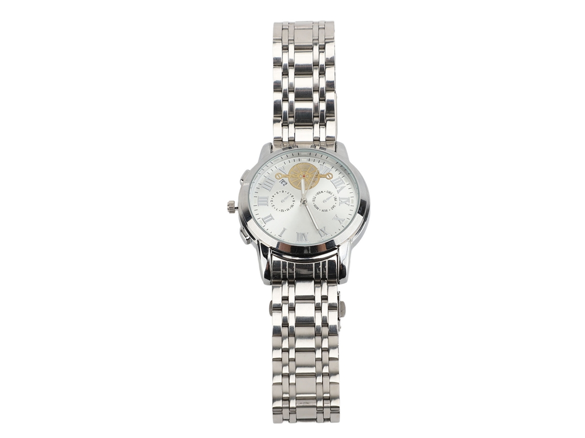 Relógio Masculino de Aço Inoxidável Analógico Quartz Luminoso Resistente À Água com Data Semana
