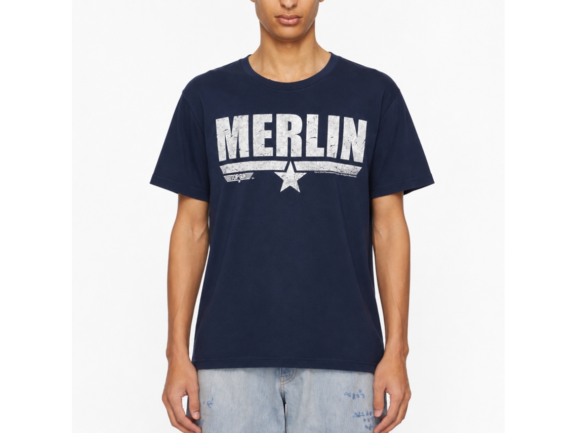 Rockinstone Top Gun Movie Merlin Navy Adult T-shirt Size:m