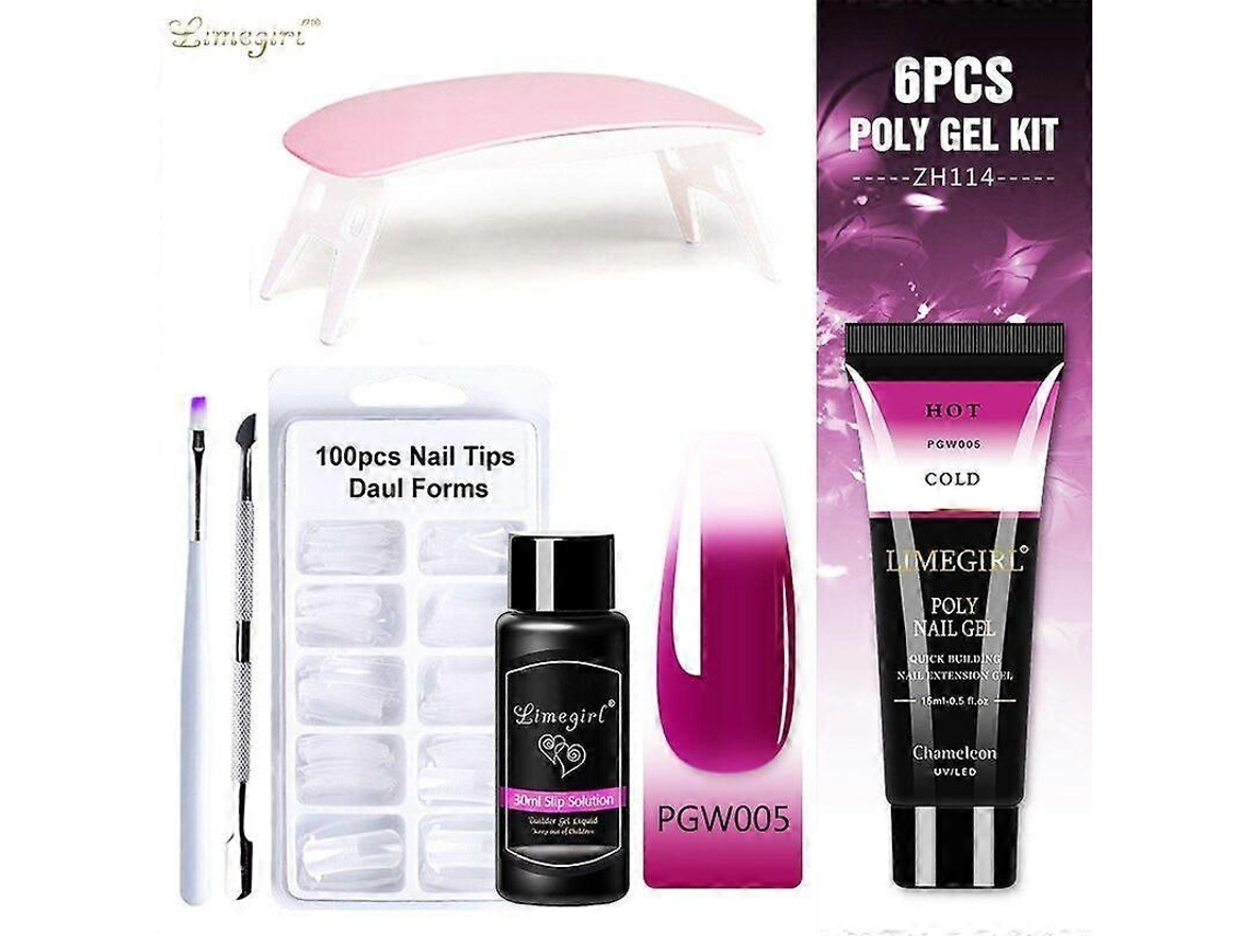 Kit de Unhas Gel Poly com Lâmpada Uv 6w, Rápido Ferramentas para Manicure GOKOCO