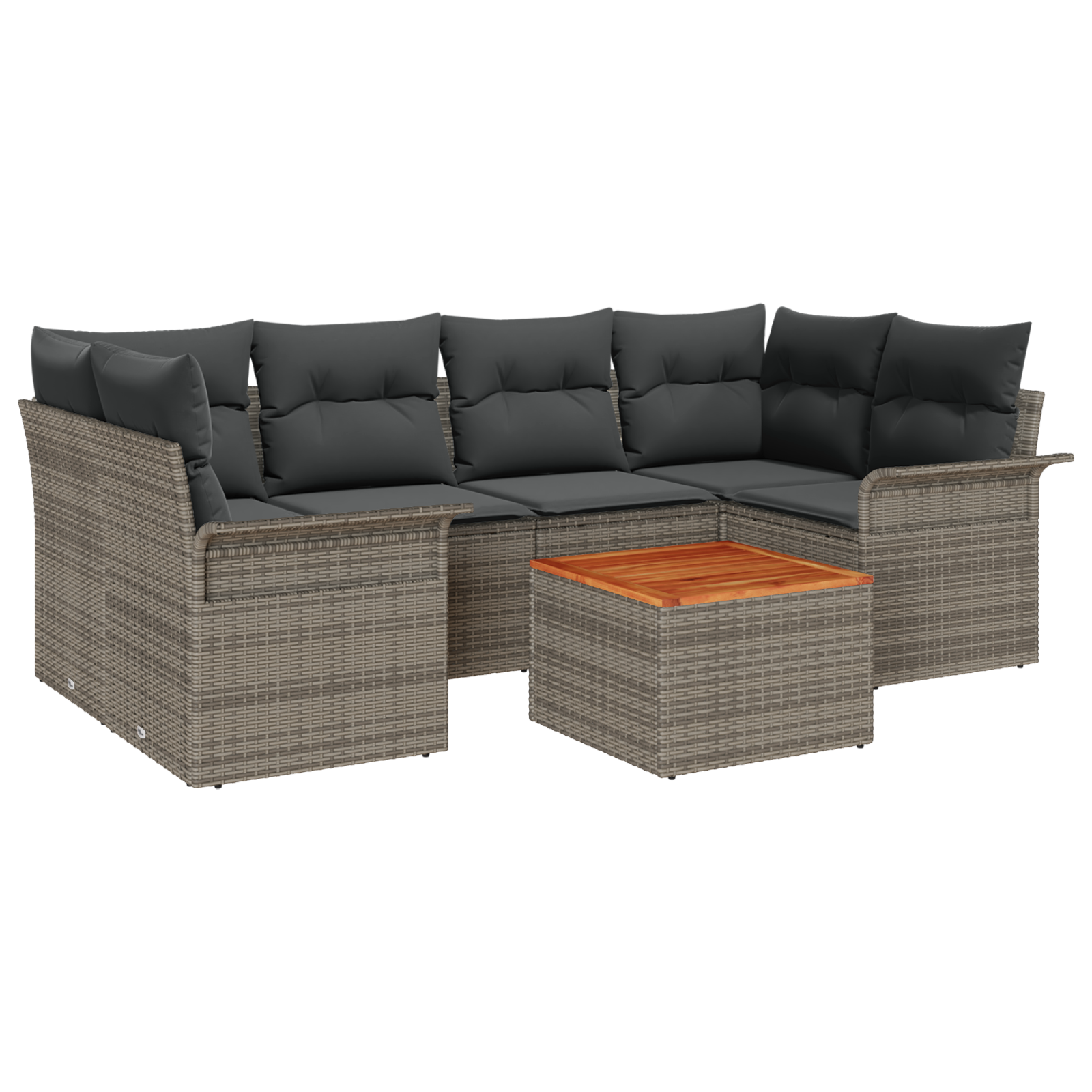 Conjunto 7 Conjunto De Sofá De Jardim Vidaxl Cinzento Vime Pe (55 X 55 X 37 Cm)