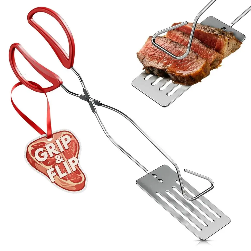 Espátula/pinça Para Churrasco De 14,3 Polegadas, Utensílio Ergonômico Para Churrasco Ideal Para Grelhar Ao Ar Livre.