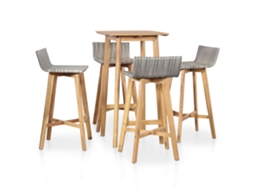 Vidaxl 5 Pcs Conjunto De Jantar Exterior Madeira Acácia Maciça