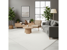 Rugura - Tapete Moderno Para Sala De Estar, Liso, Lavável, Antiderrapante, Pelo Curto, Macio, 120x170 Cm, Creme