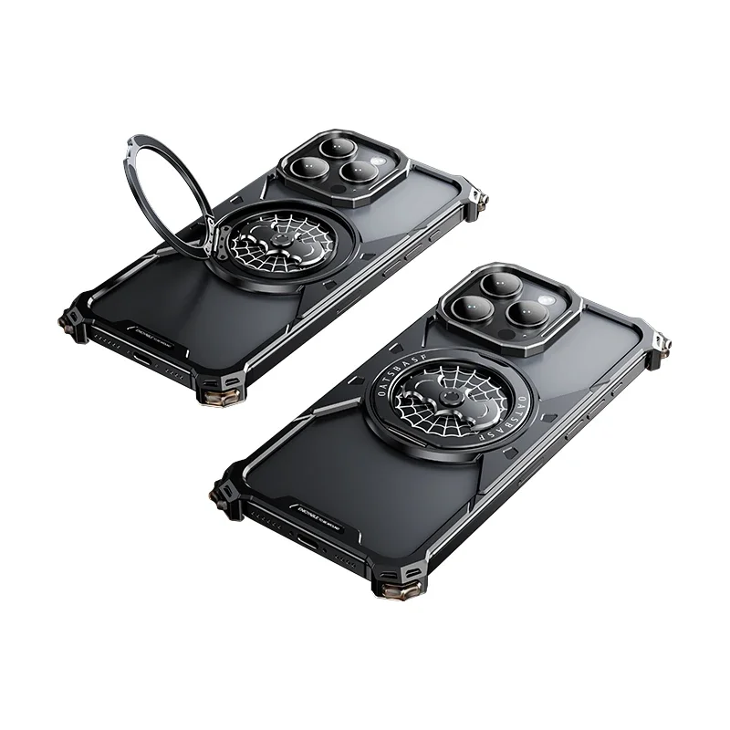 Capa Para Iphone 16 Pro Max (preta), Compatível Com Magsafe, Suporte Giratório 360°, Design Em Metal Sem Moldura.