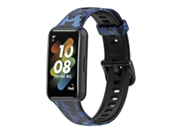 Bracelete de Pu + Tpu Ajustável para Huawei Band 7 Camuflagem Azul