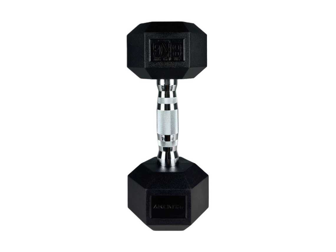 Haltere Hexagonal 8kg ABOUT FIT Musculação, Treino Funcional, Borracha Antiderrapante Preto