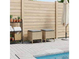 Vidaxl 2 Unid. Pufe De Jardim Rattan De Pe Bege E Cinza Claro