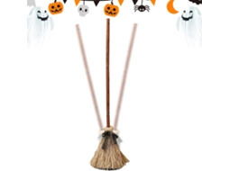 Vassoura De Bruxa Decorativa Para O Halloween, 95 Cm, Com Sons Assustadores.