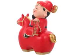 Estátua Cavalo Chinês Pequena Estatueta Prosperidade Resina Vermelha Amuleto Decorativo Escritório Ornamento GOKOCO
