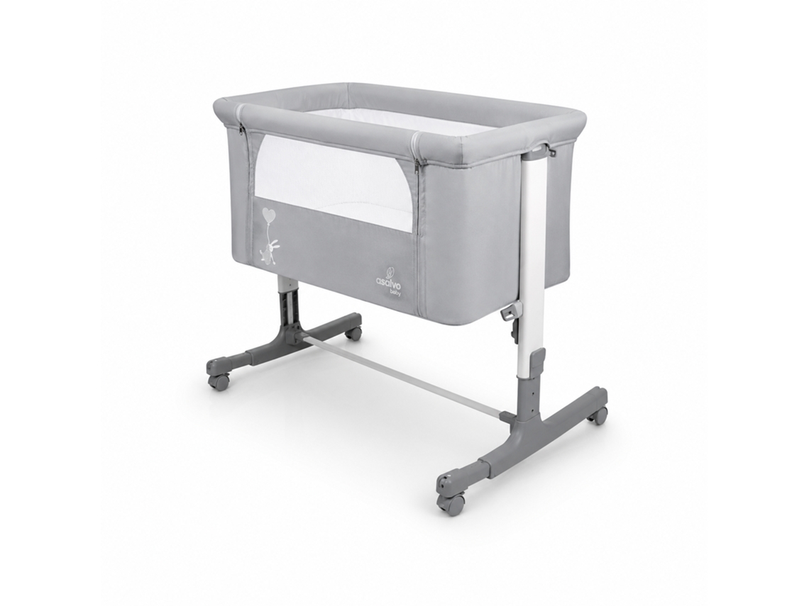 Mini-berço Colecho Asalvo Calm - Fixação À Cama, Alturas Ajustáveis, Laterais Ventilados - Cinzento