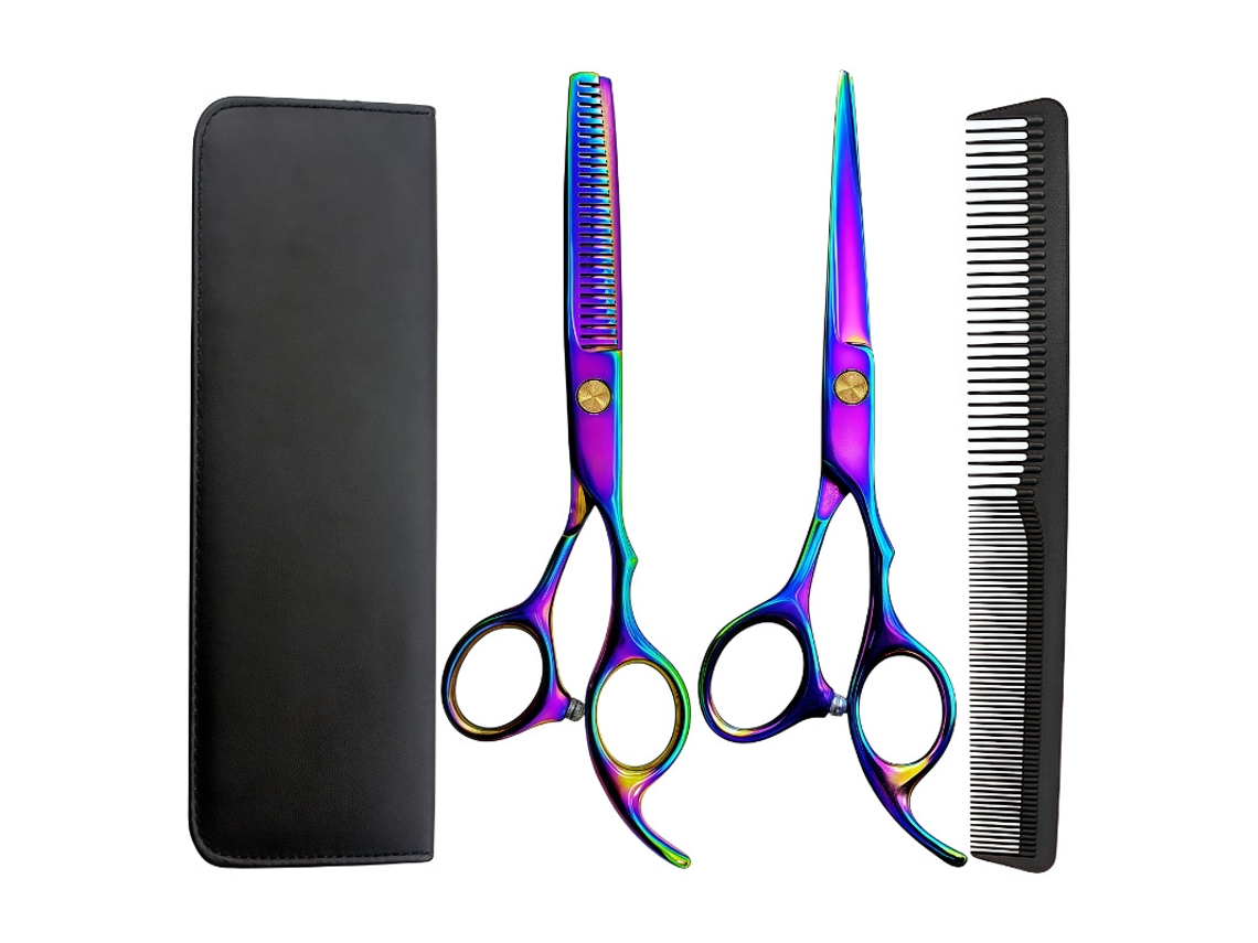 Kit De Tesoura De Corte Cabelo, 4pcs Ferramenta Profissional Para Corte De Cabelo, Para Cabeleireiros Ou Uso Doméstico (iridescente) Cuich