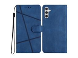 Capa Tipo Carteira Para Samsung Galaxy S25 Fe, Capa Flip De Couro Com Impressão Digital, Azul