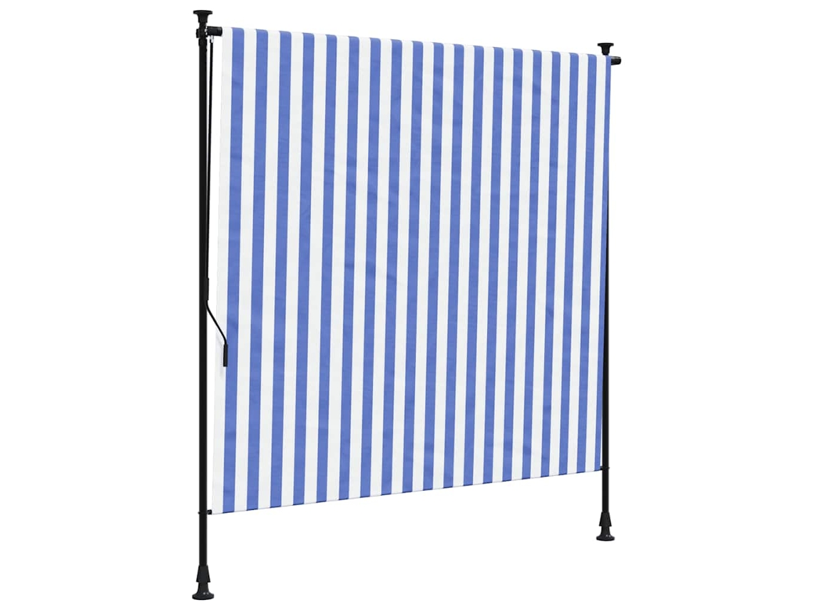 Estore de rolo para exterior VIDAXL tecido/aço azul e branco (150x270 cm)