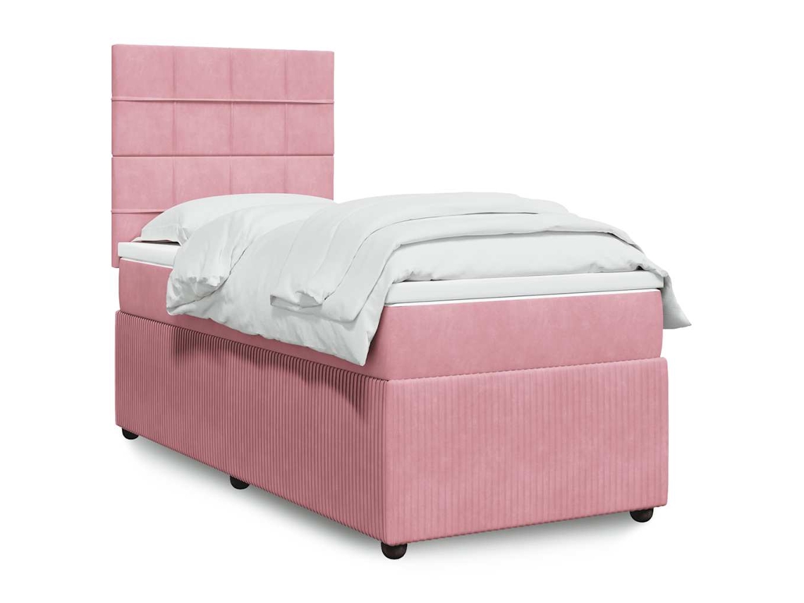 Vidaxl Cama com Molas/colchão 100x200 Cm Veludo Rosa