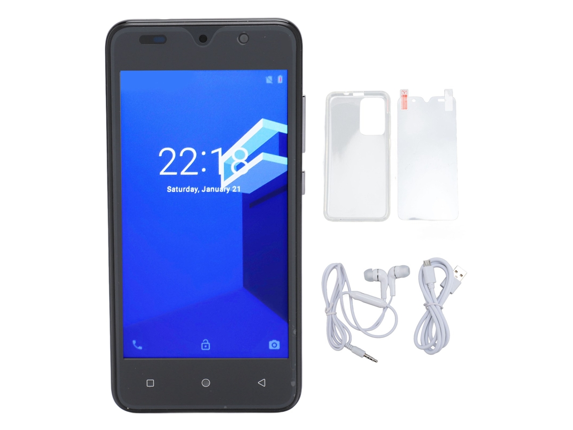 Mali smartphone Ultra Slim 5.0 Polegadas 1440x3040 4gb 32gb Android12 Reconhecimento Facial Mt6580m Preto