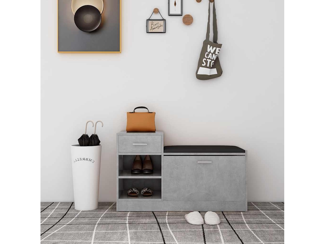 Vidaxl Banco Sapateira 94,5x31x57cm Derivados Madeira Cinzento Cimento