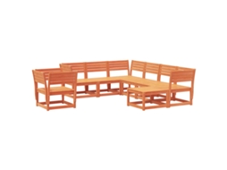 Conjunto de 8 Lounge de Jardim Pinho Maciço Castanho Mel MAISON EXCLUSIVE