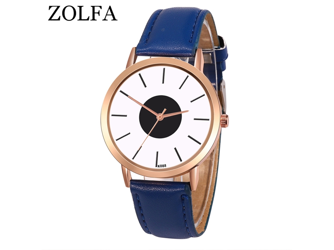 Relógio masculino de quartzo com pulseira de couro, estilo clássico e elegante, azul royal.