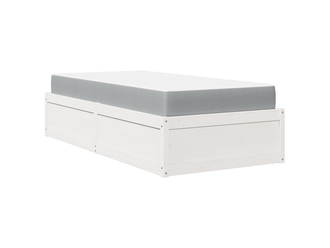 Cama com Colchão Madeira de Pinho Maciça Branco MAISON EXCLUSIVE (90x190 cm)