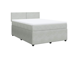 Cama com Molas e Colchão Veludo Cinzento Claro MAISON EXCLUSIVE (140x190 cm)