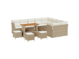 Conjunto 13 Sofá De Jardim Vidaxl Bege Vime Pe (110 X 55 X 71 Cm)