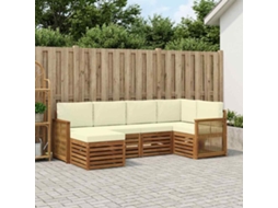 Vidaxl Conjunto De Sofás Para Exterior 5 Unid. Natural E Creme