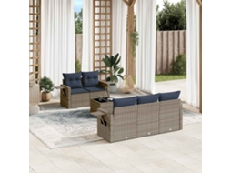 Vidaxl Conjunto De Sofá De Jardim Com 6 Peças E Almofadas Em Rattan Sintético Cinza