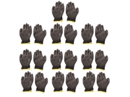 Luvas De Trabalho Seguras Pu Revestidas Antiestáticas Nylon Preto Com Borda Vermelha 10 Pares T8(m)