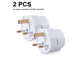 Adaptador De Tomada Padrão Europeu Para Britânico, Conjunto De 2 Unidades