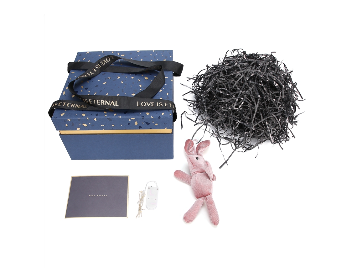 Gift Box With Electric Light String For Christmas Birthday Wedding Blue