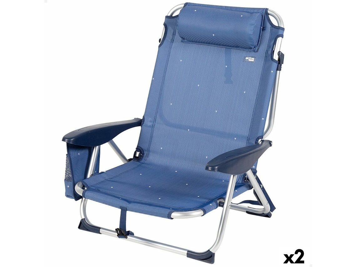 Cadeira de Praia Dobrável Azul Marinho 51 X 76 X 45 Cm 2 Un AKTIVE