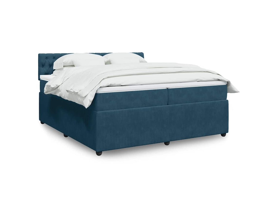 Vidaxl Cama Com Molas/colchão 200x200 Cm Veludo Azul