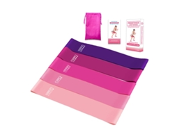 Conjunto de 5 faixas elásticas de resistência para exercícios em casa, rosa. - aquaforge