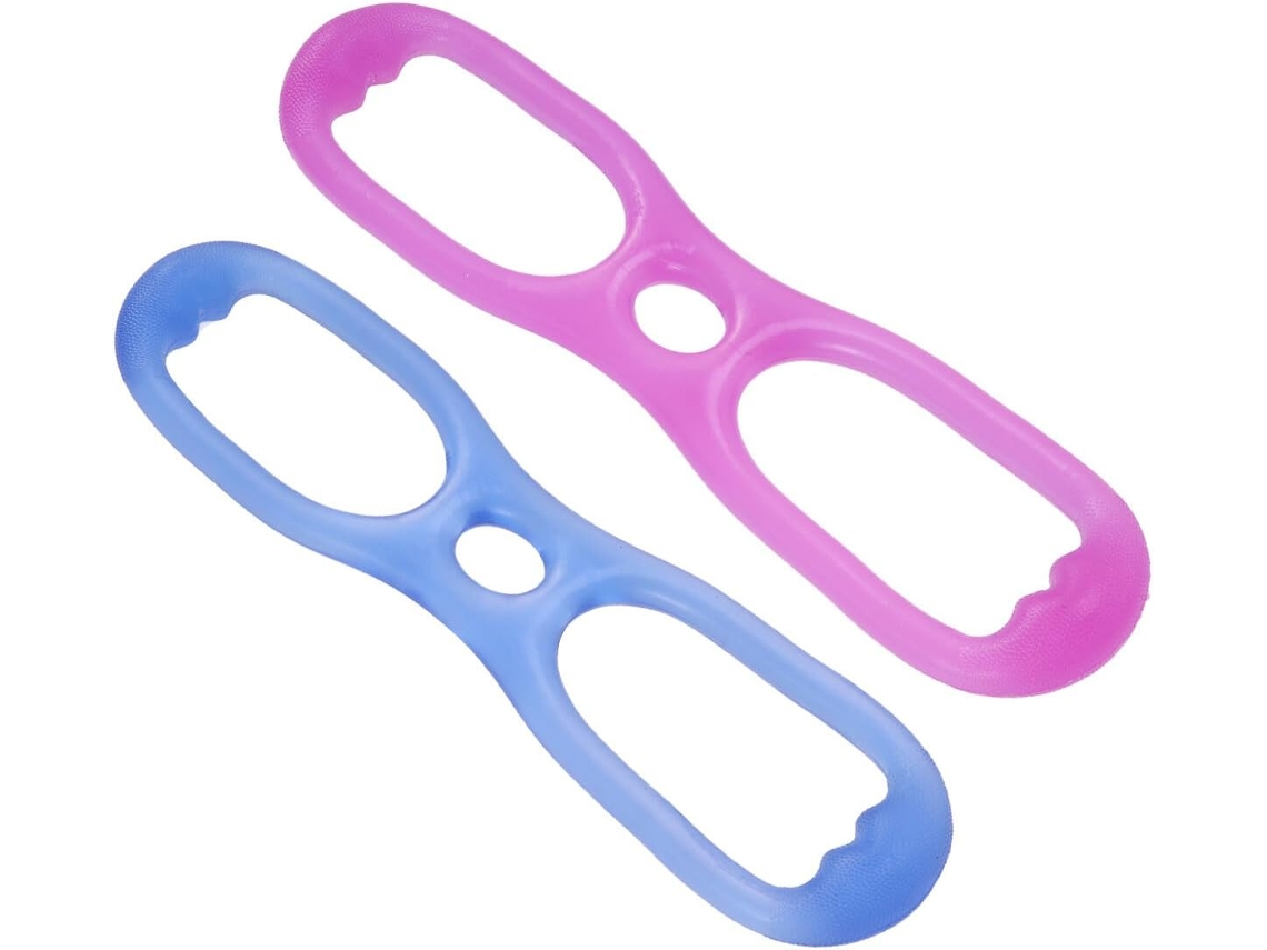 Conjunto De 2 Faixas Elásticas Silicone Para Resistência Muscular, Nas Cores Azul E Roxa, Ideais Fitness Ioga