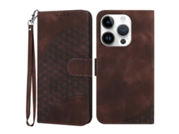 Capa Para Iphone 15 Pro Pele Sintética Castanho