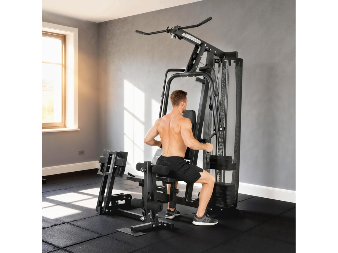 Multi-academia Com Estação De Fitness, Puxada Lateral, Barra Borboleta, Pesos 65kg, Corda Até 120kg